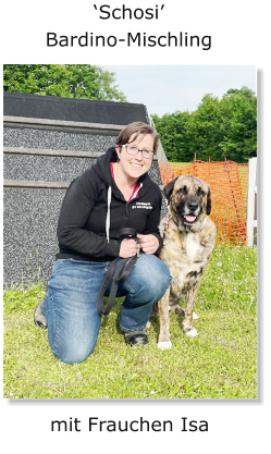 ‘Schosi’ Bardino-Mischling mit Frauchen Isa